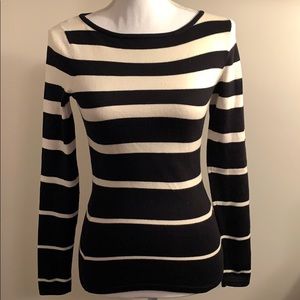 Anne Klein Blk/Cream Striped Sweater Petite/Petite